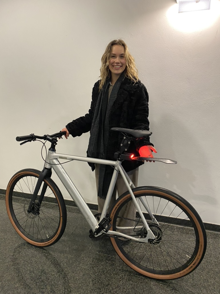 Rider with MUC N TUC mudguard glowing